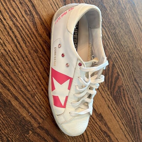 GGDB/SSTAR Superstar White & Pink Leather Sneaker size 40 includes dust bag - Picture 5 of 12